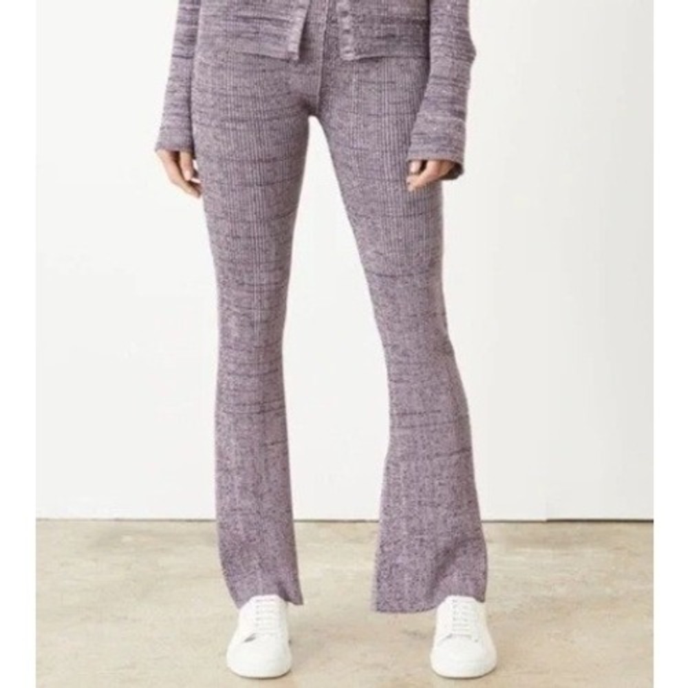 Le Ore | Rimini Ribbed Flare Pants Purple Split Hem | Women's XXS